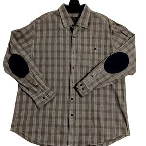 Nat Nast Luxury Original Shirt Men's XL Brown Plaid Elbow Patch Dress Preppy